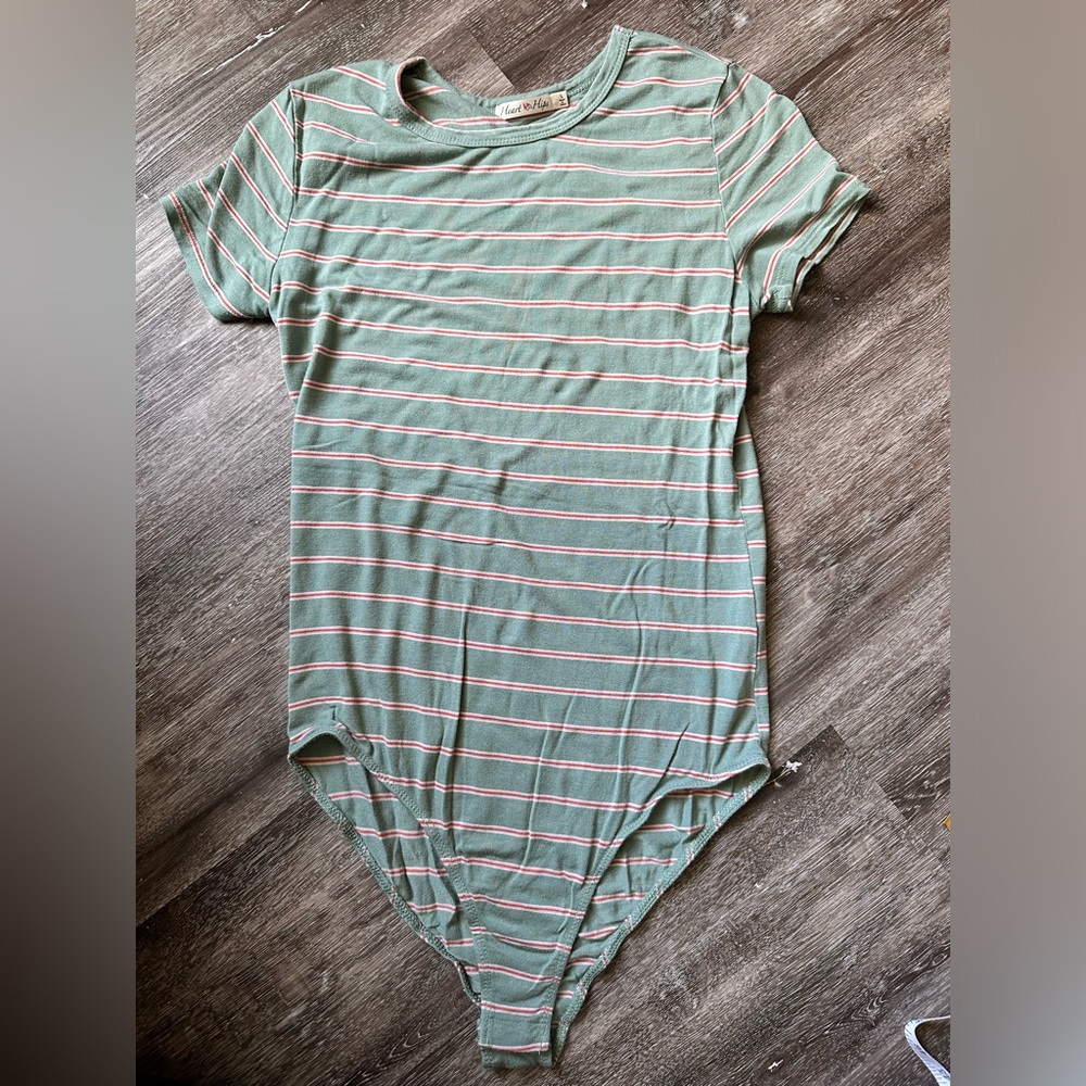 Heart & Hips Green Striped Bodysuit